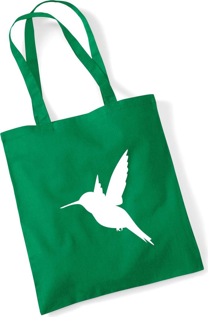 Huuraa Jutebeutel Kolibri Silhouette 10 Liter Kelly Green Baumwolle Tasche Geschenkidee