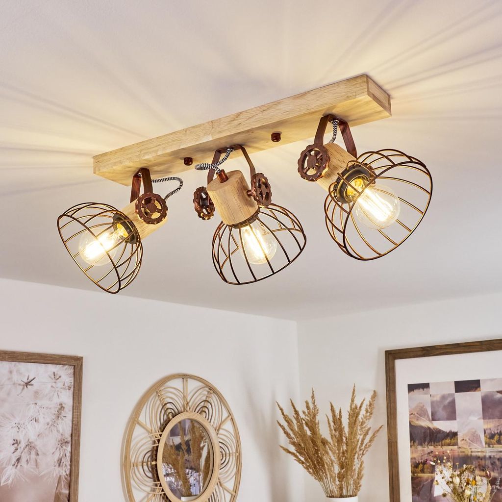 Cotes »Cotes« Deckenlampe, Holz/Metall, Natur/Rostfarbene Produktbild 