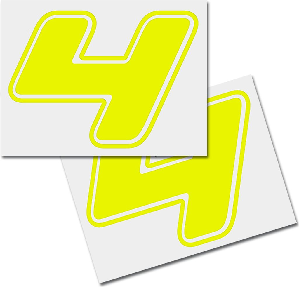 Startnummer Aufkleber 2er Set, Schrift Assen, # 4 gelb