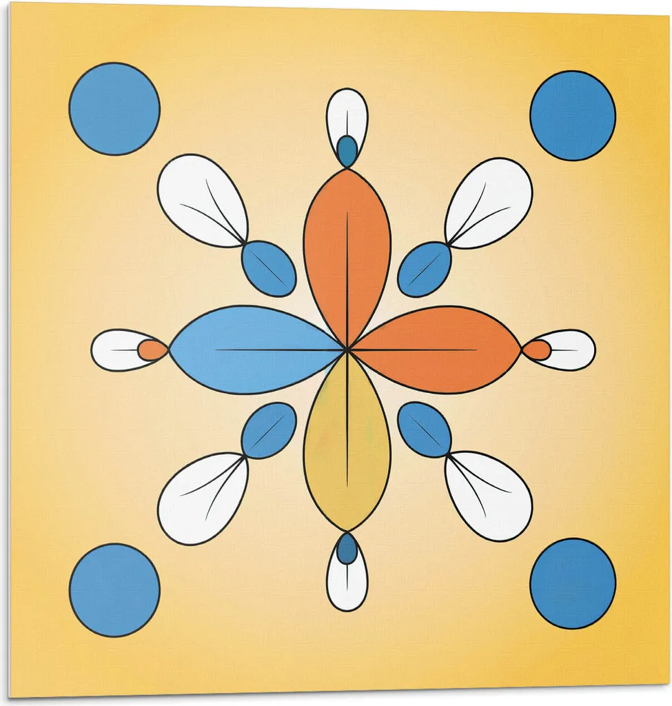 Motivo floreale geometrico - Autoadesivo - Rivestimenti murali - Pannello murale - Decorazione murale - Pannelli murali decorativi - Pannelli murali 3D - Design murale autoadesivo - 4 pezzi 50 x 50 cm