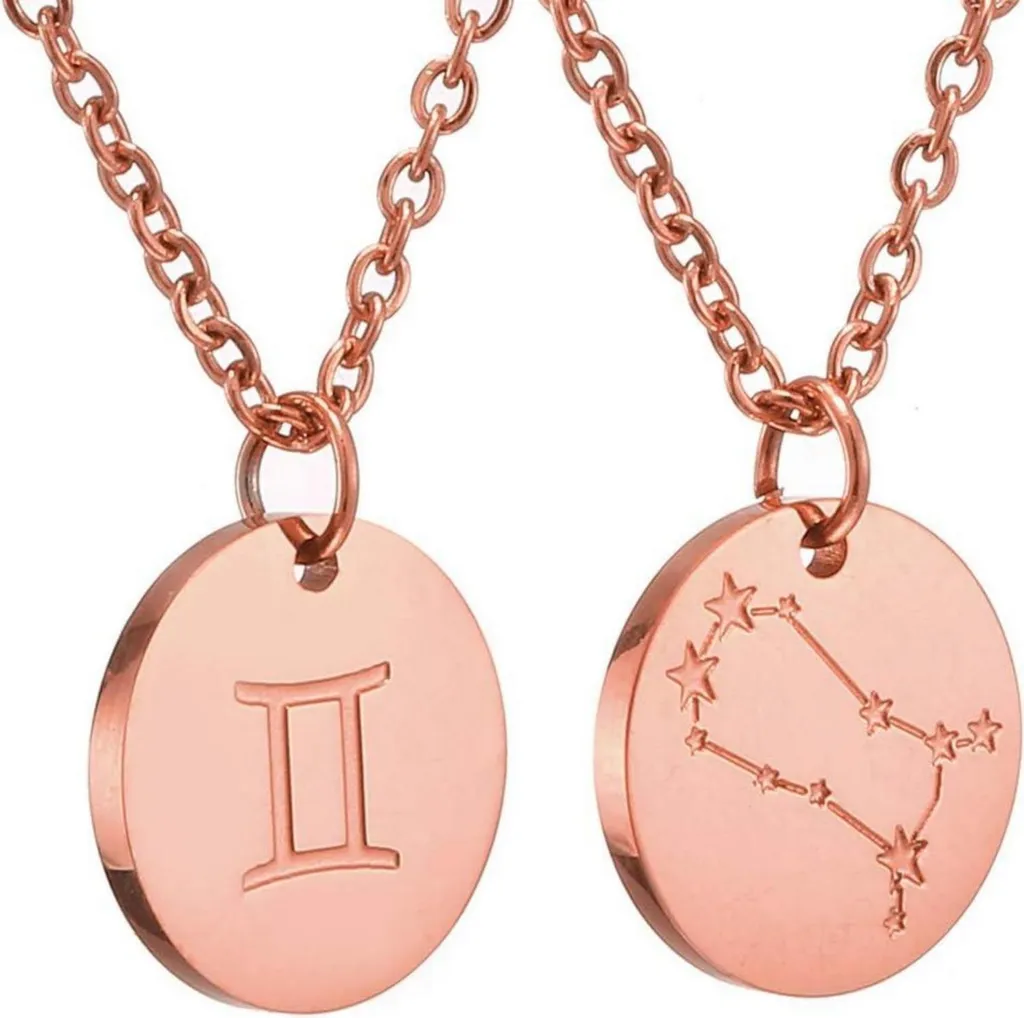 Pendentif Gémeaux avec Chaîne Dorée - Collier Astrologique pour Femme