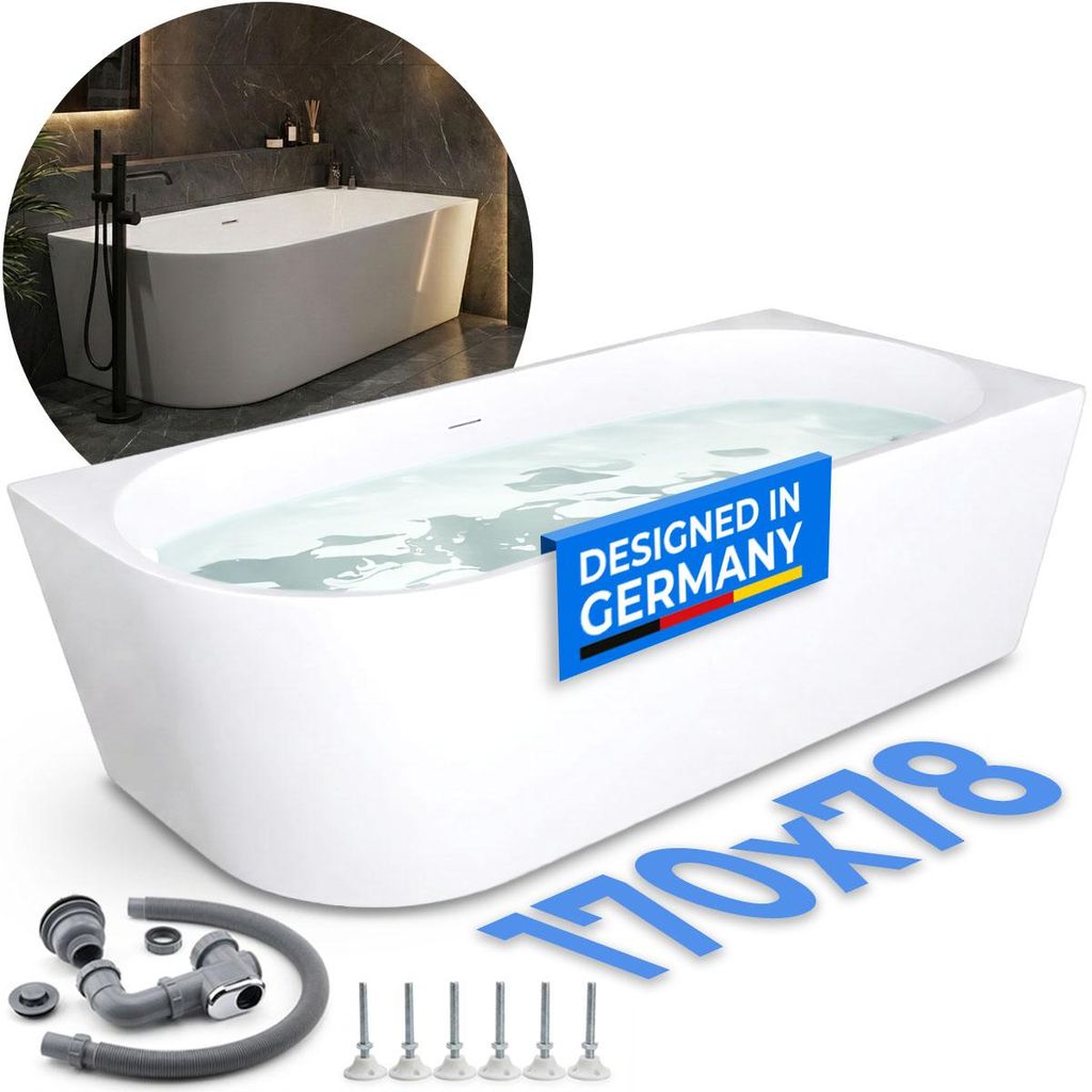 Belvit Badewanne halbfreistehend & freistehend aus Acryl – Produktbild 