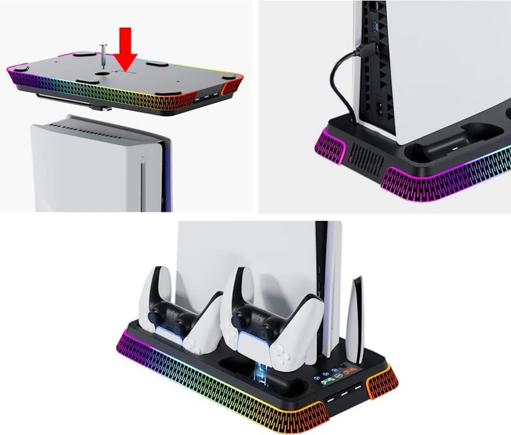 Support vertical ventilé pour console PS5 Pro et Slim multifonction - 2