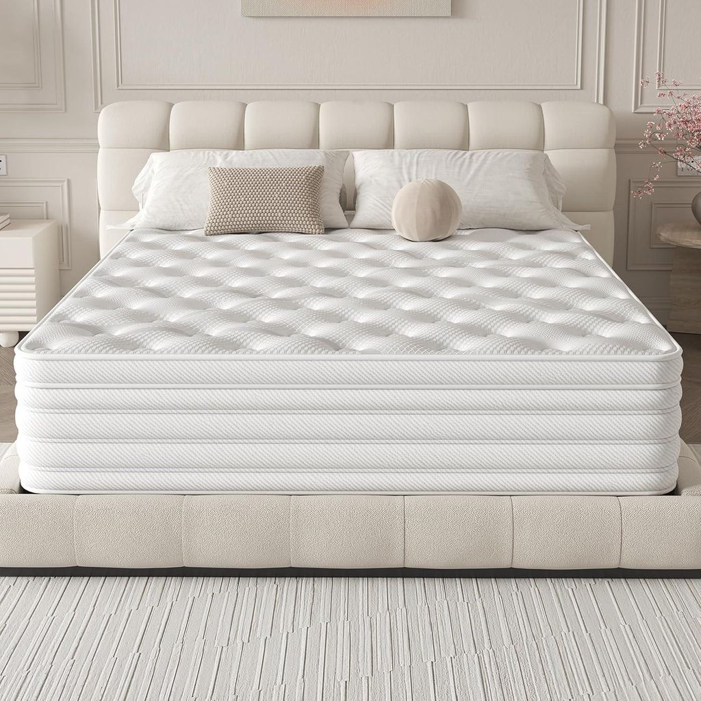 DEWINNER Matelas 160x200x32 cm, Matelas Hybride à Ressorts Image du produit 