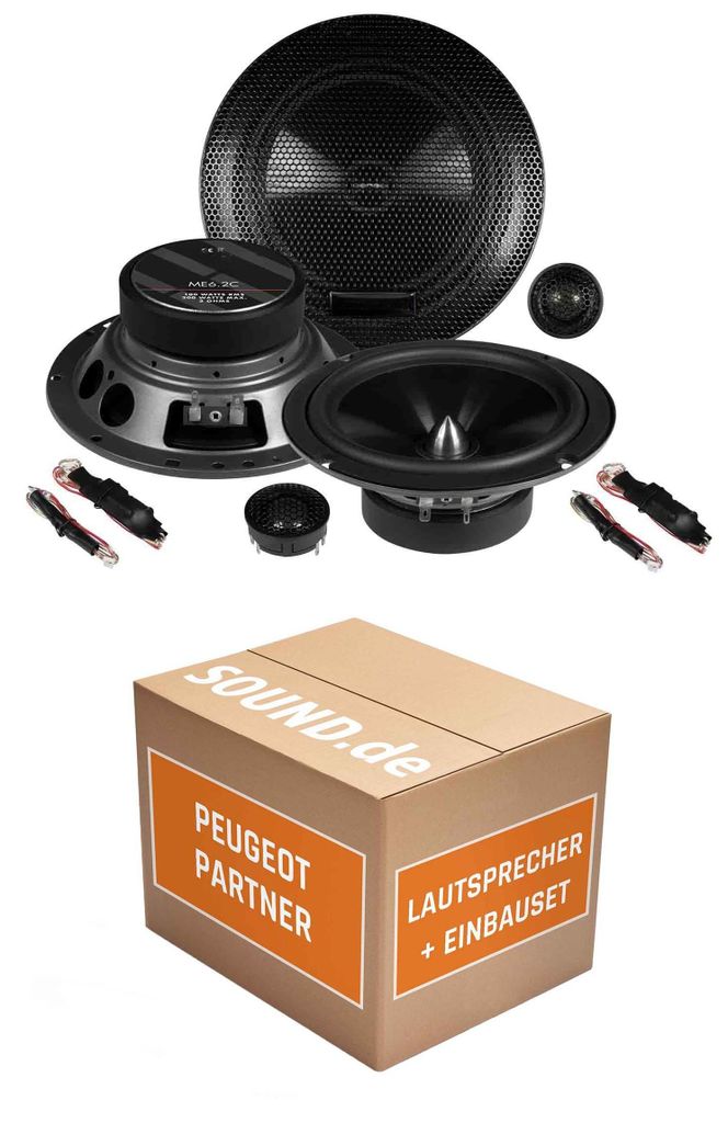 Lautsprecher Boxen Einbaupaket vorne Musway ME6.2C passend für Peugeot Partner | 2x Tief-Mitteltöner 2x Hochtöner