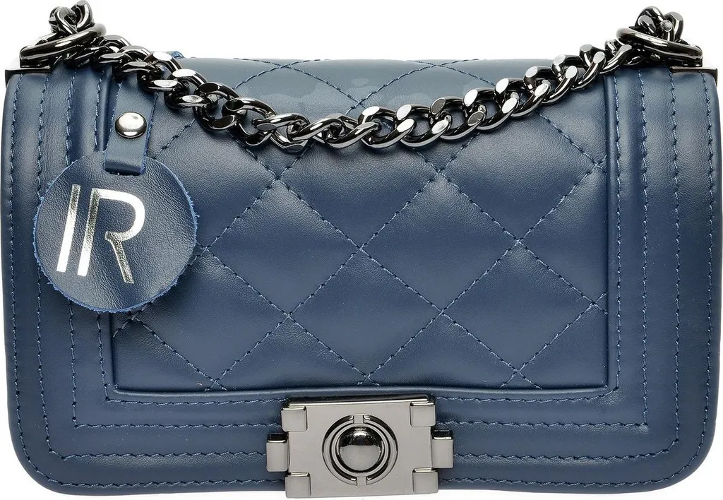 Sac en cuir bleu Isabella Rhea AW25 IR 2105 avec finitions artisanales