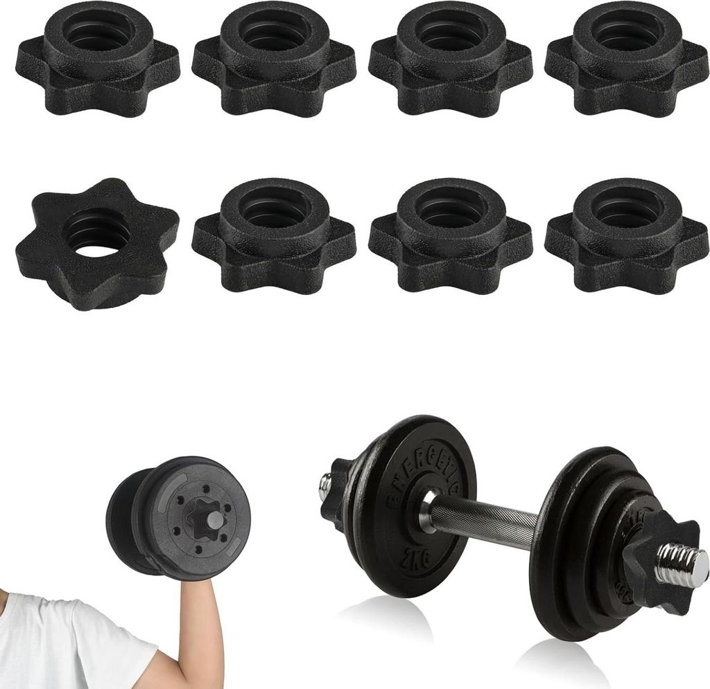 8 STK Sternverschlüsse, Sternverschluss für Hantelstangen 25 mm, Hantel Schnellverschluss 25mm, Hantelverschlüsse, Langhantel Verschluss