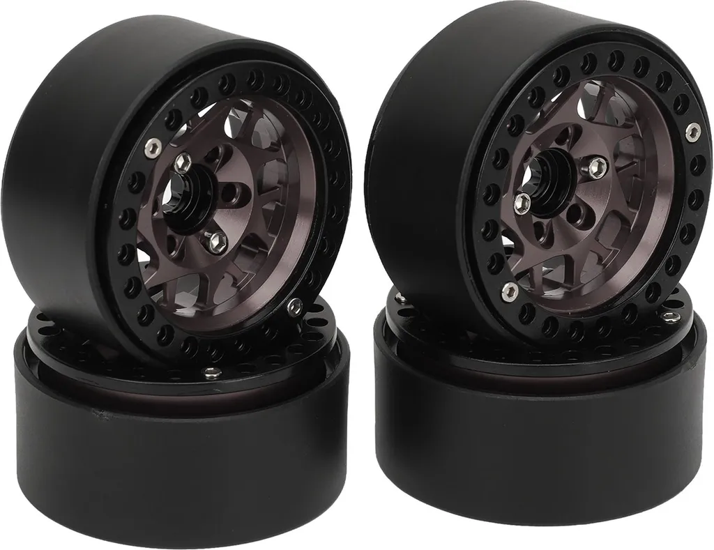 4 Jantes RC Beadlock 1.9" en Alliage d'Aluminium pour SCX10 - Titane