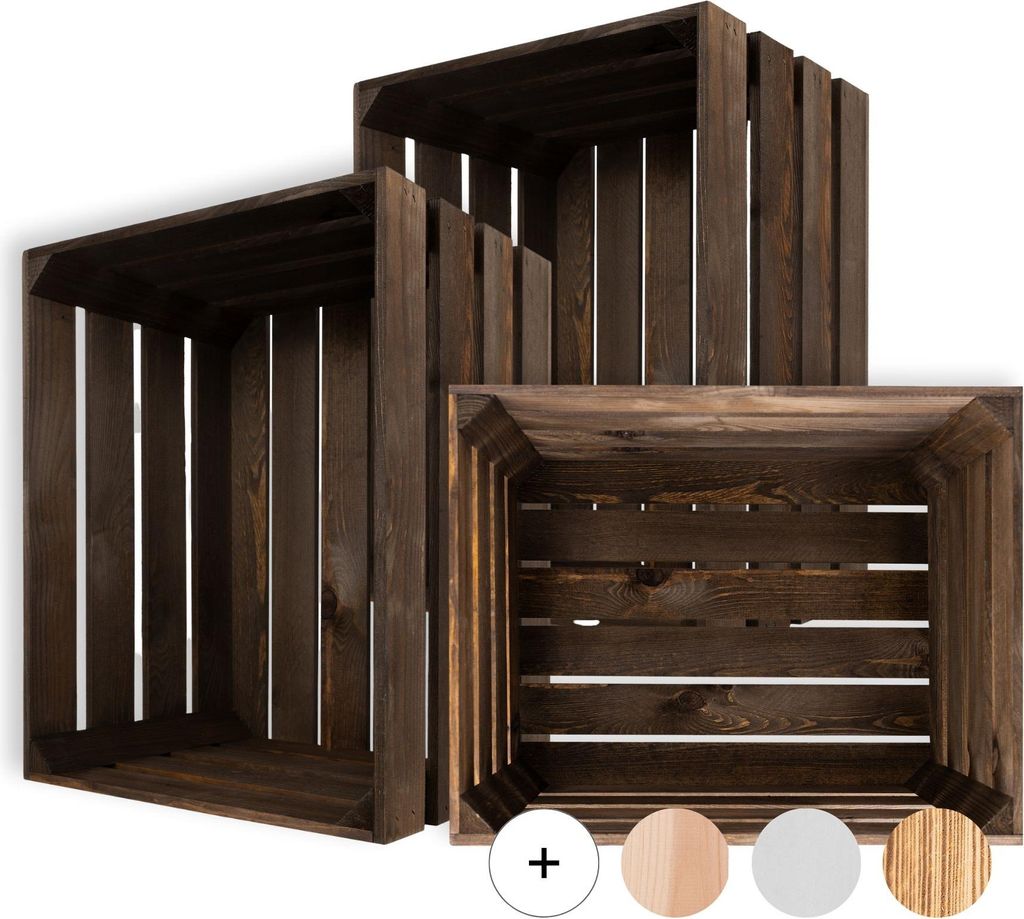 Creative Deco Lot de 3 Caisse en Bois Wengé 50 x 40 x 30cm Image du produit 