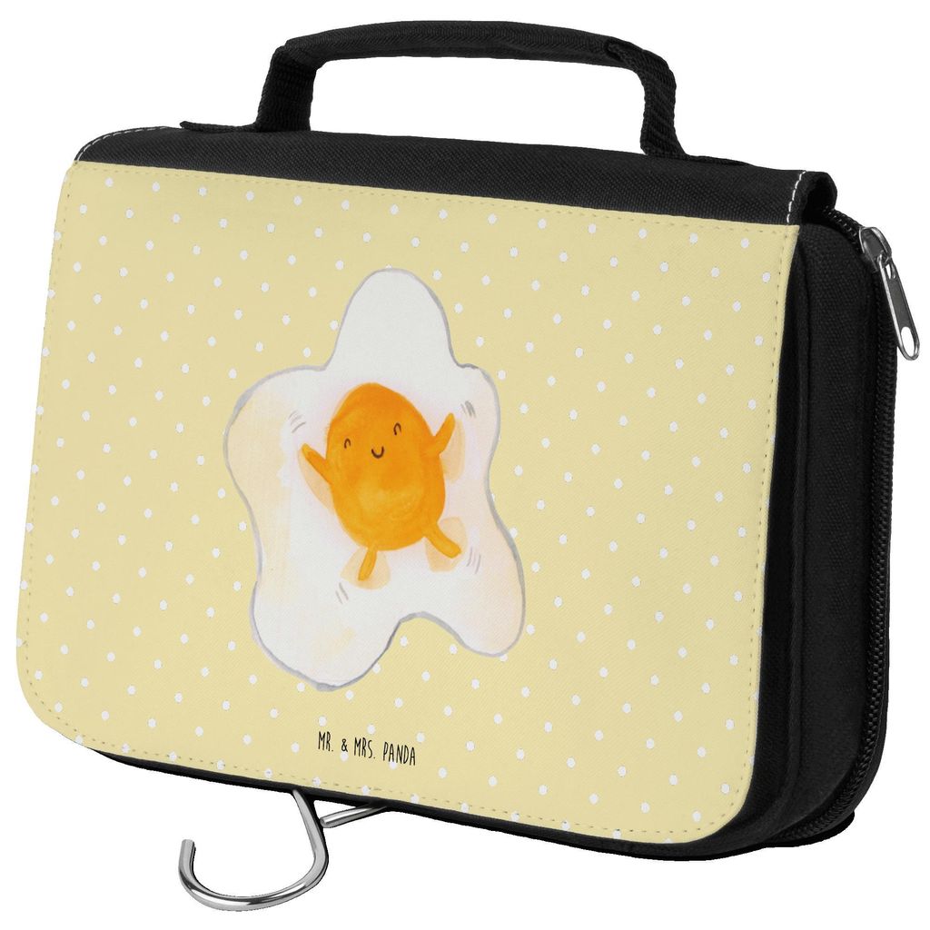 Mr. & Mrs. Panda Schminktasche Spiegelei Ei - Gelb Pastell - Geschenk, Lustige Sprüche, kosmetiktäschchen, Kosmetiktasche, Glücklich, Kulturbeut...