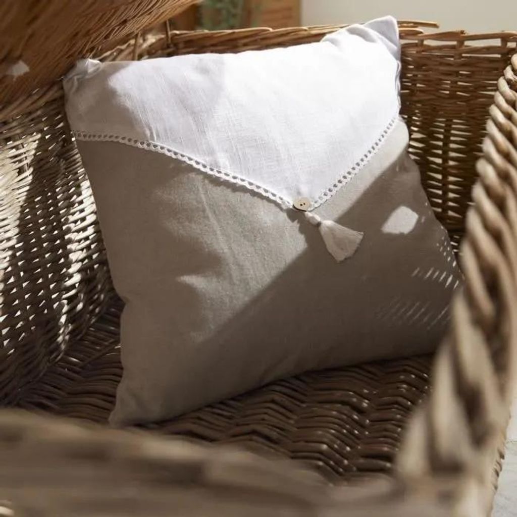Kissen - TODAY - CHARM - Slub x Chambray x Pompon Berenice - 40 x 40 cm