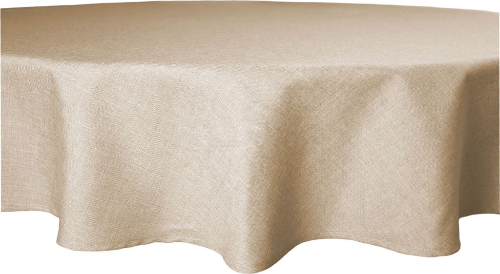 Tischdecke rund 160 cm beige natur Leinenoptik Lotuseffekt Tischwäsche Wasserabweisend
