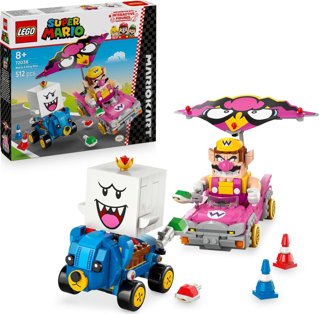 LEGO Super Mario: Mario Kart - Wario & König Buu Huu - Interaktives Spielzeug mit 2 Autos und 2 Figuren zum Spielen und Ausstellen - Gaming Gesche...