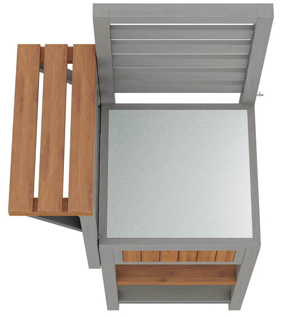 Desserte de Jardin avec Plan de Travail Inox et Étagères de Rangement - 12