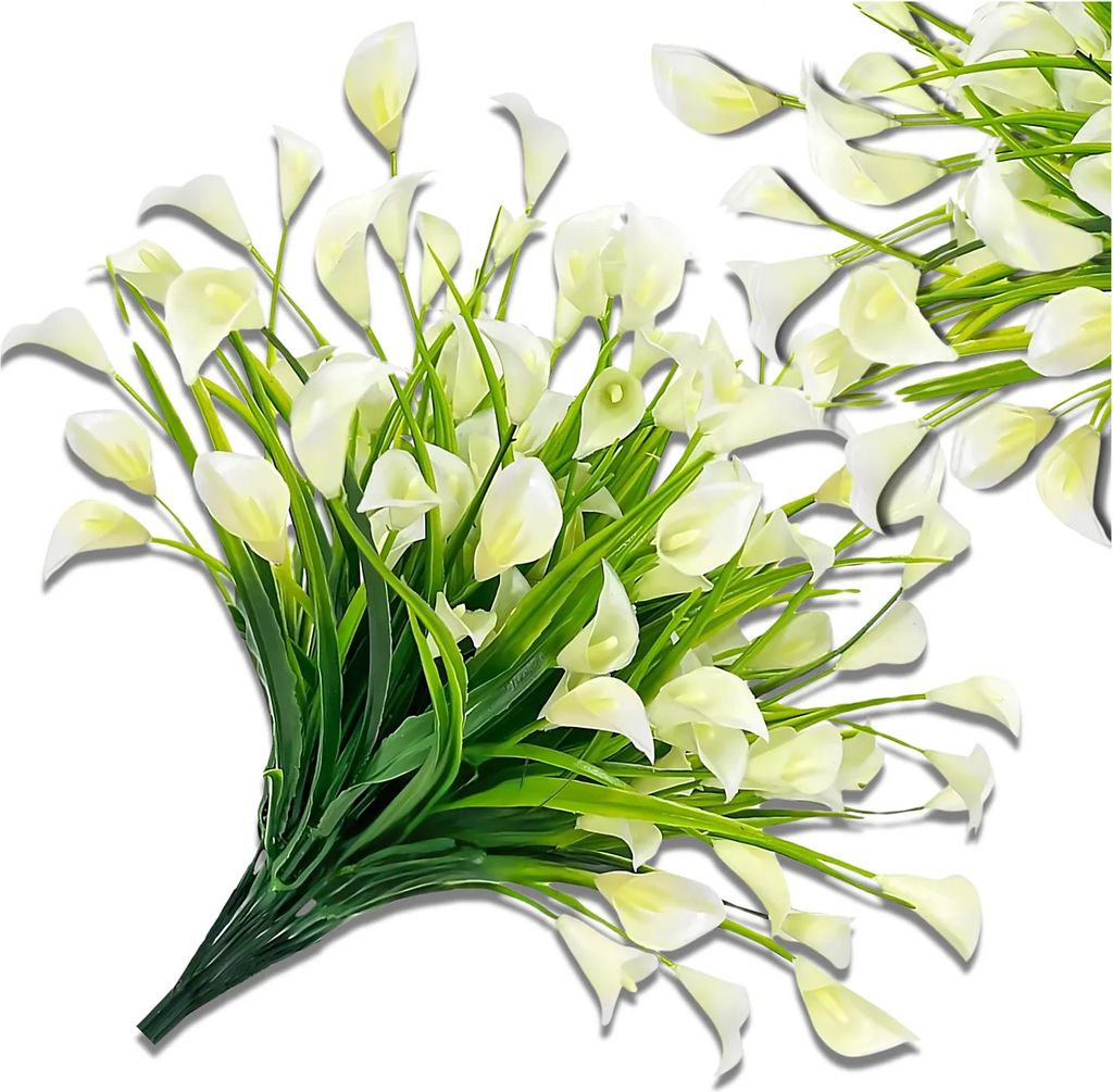 EDIBAZZAR | Kunstblumen weiße Lilien Deko Blumenstrauß Calla 5St