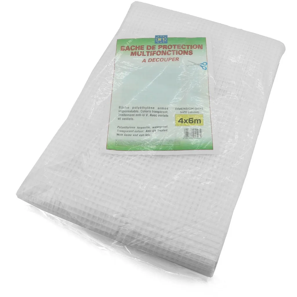 Bache Armée 4x6m Translucide avec Œillets - Qualité Professionnelle - 5