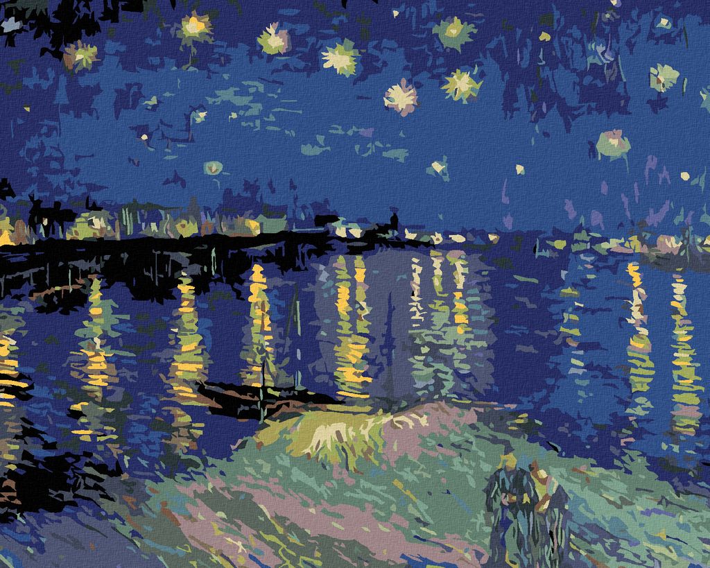 Diamondi - Diamond painting - DIE STERNENNACHT ÜBER DEM RHEIN (VAN GOGH), 40X50 cm, ohne Keilrahmen