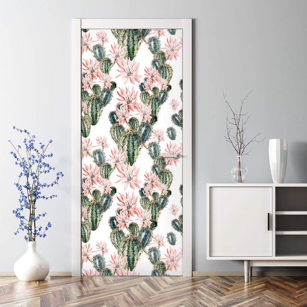 Dekorative Türaufkleber Aaufkleber selbstklebend Klebefolie Türtapete Vintage Blumen 70 x 200 cm