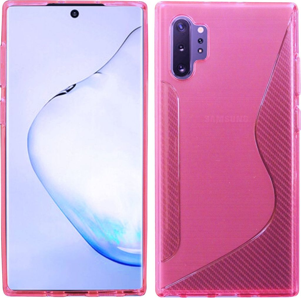 cofi1453 S-Line Hülle Bumper kompatibel mit Samsung Galaxy Note 10 Plus (N975F) Silikonhülle Stoßfest Handyhülle TPU Case Cover Pink