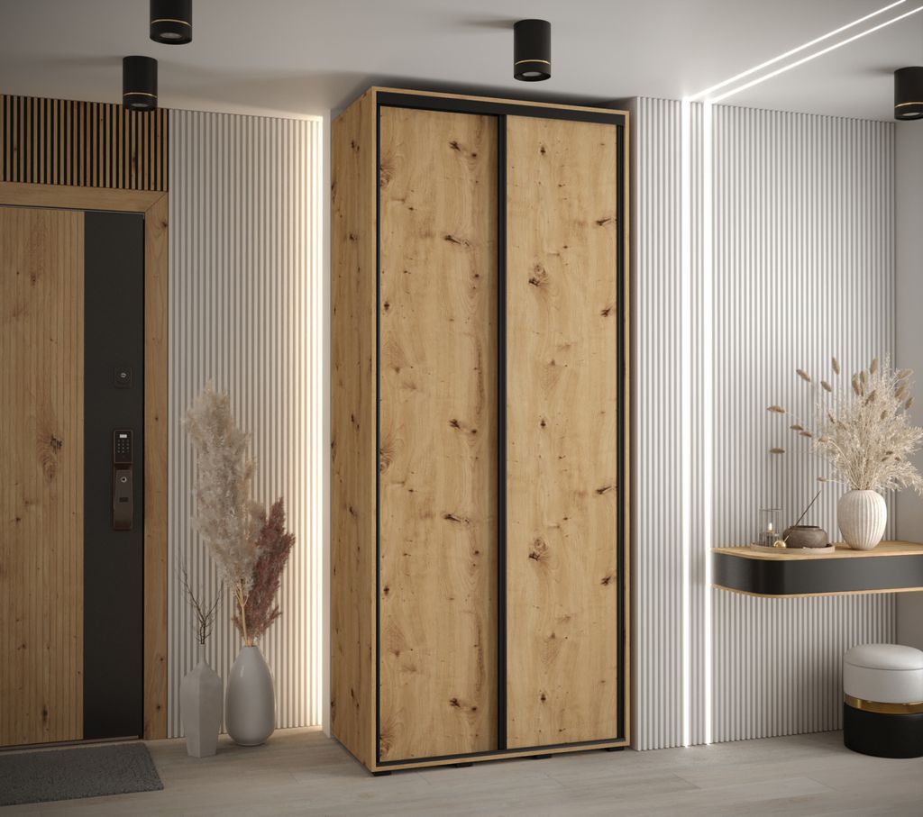 Kleiderschrank ASIRI 1 - 100/60 cm, Artisan-Eiche / Schwarz