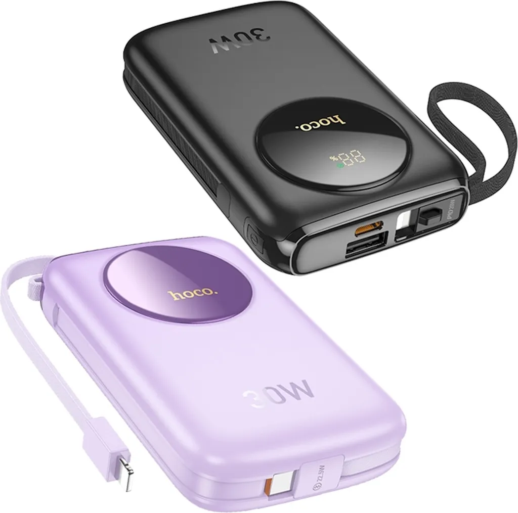 Batterie Externe 30W Charge Rapide Hoco Q19 10000mAh avec Câble Intégré
