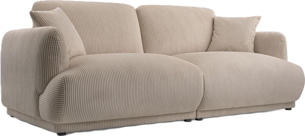 BETTSO Elegantes Zweisitzer-Sofa LOCCO mit bequemer Sitzfläche aus beige Kordstoff