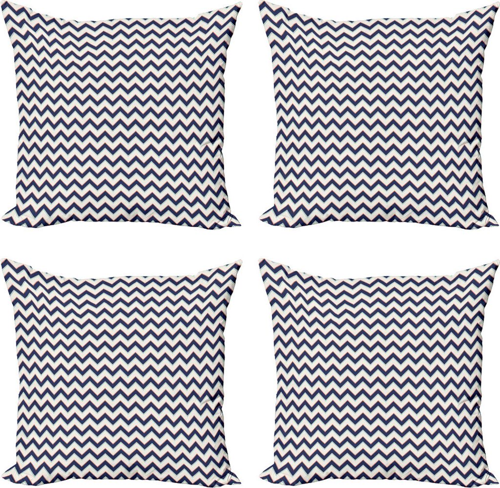ABAKUHAUS Zig Zag Kissenbezug Set (4 Stück), Geometric Retro Funky, Moderner Doppelseitiger Digitaldruck, 40 cm x 40 cm, Mehrfarbig