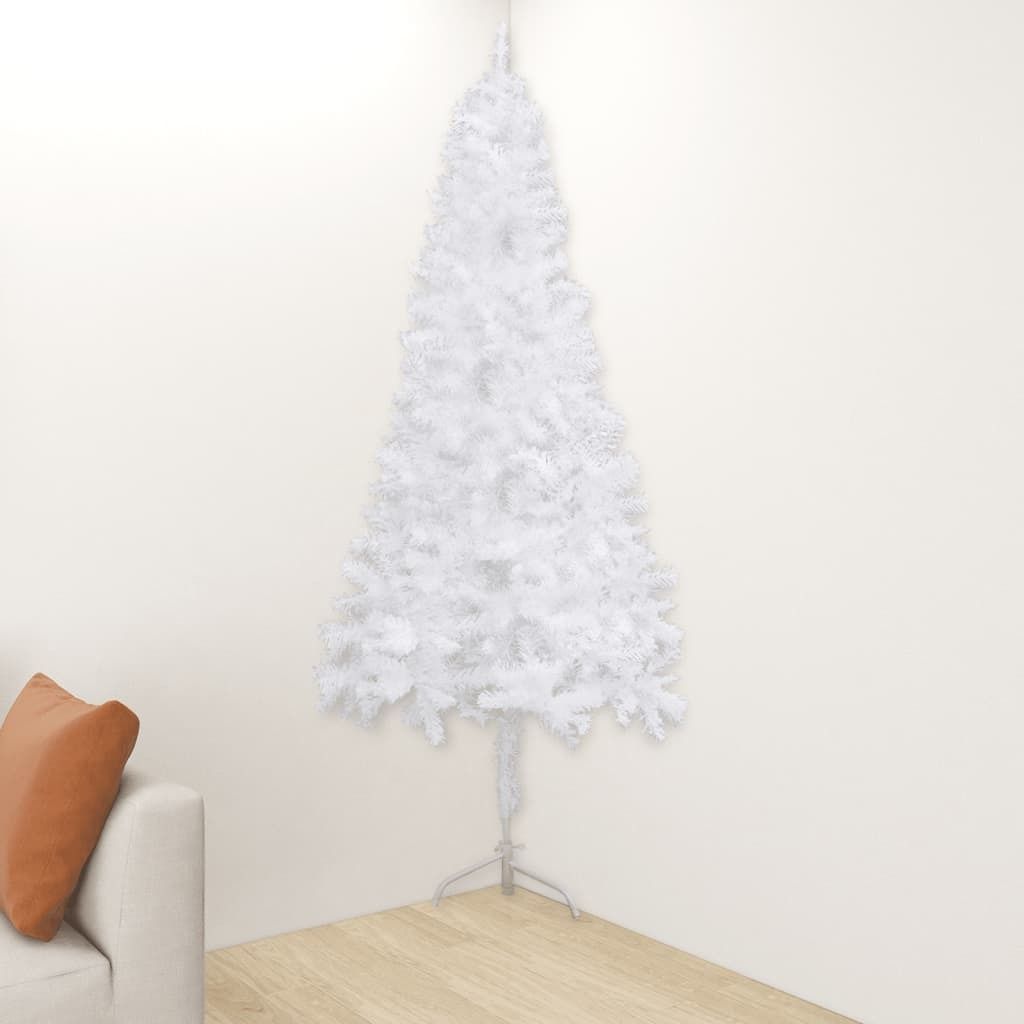 The Living Store Künstlicher Eck-Weihnachtsbaum Weiß 240 cm PVC