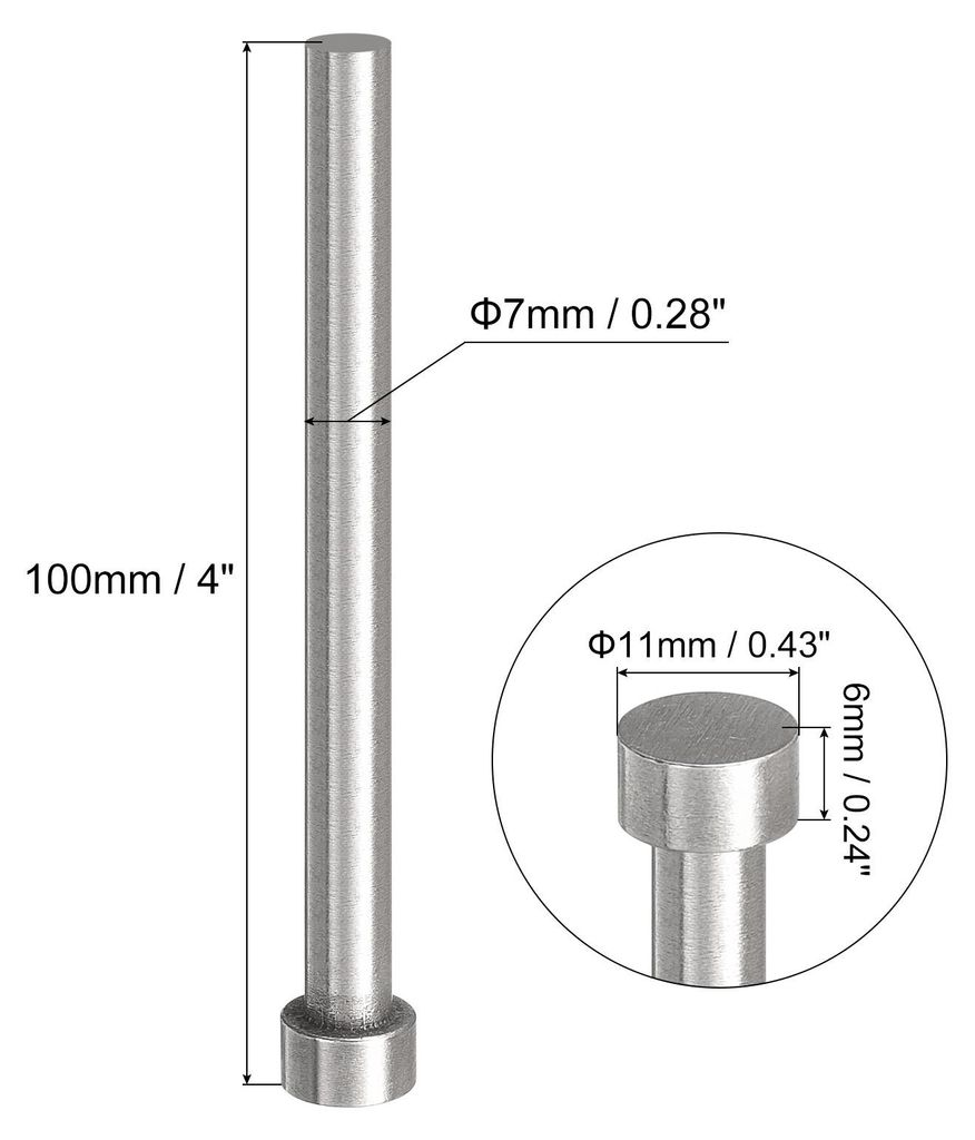 2 Stš¹ck Gerade Auswerferstifte Pin Punches 7mm(9/32") Durchmesser Werkzeug Auswerferstifte 65Mn Stahl Kunststoffteile Auswerfer fš¹r Kunststof...