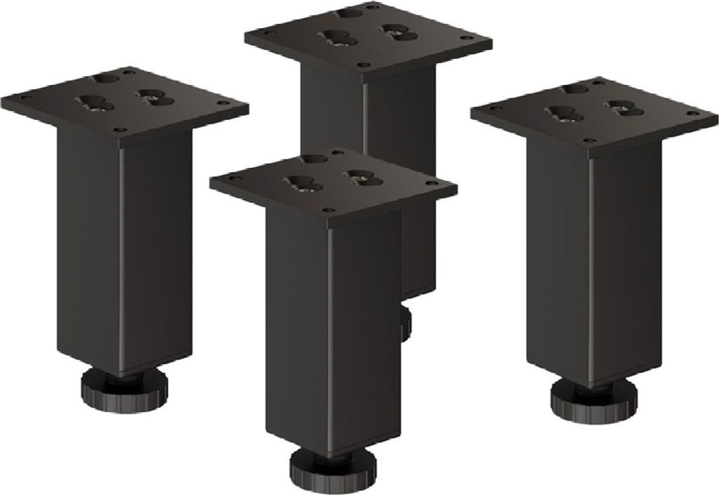 4er Set sossai Höhenverstellbare Aluminium Möbelfüße 200mm in Schwarz Schrankfüße Sockelfüße