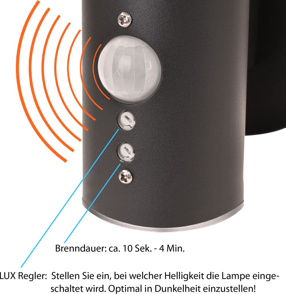 LED Außenwandleuchte "313A1" mit Bewegungsmelder – Produktbild 6