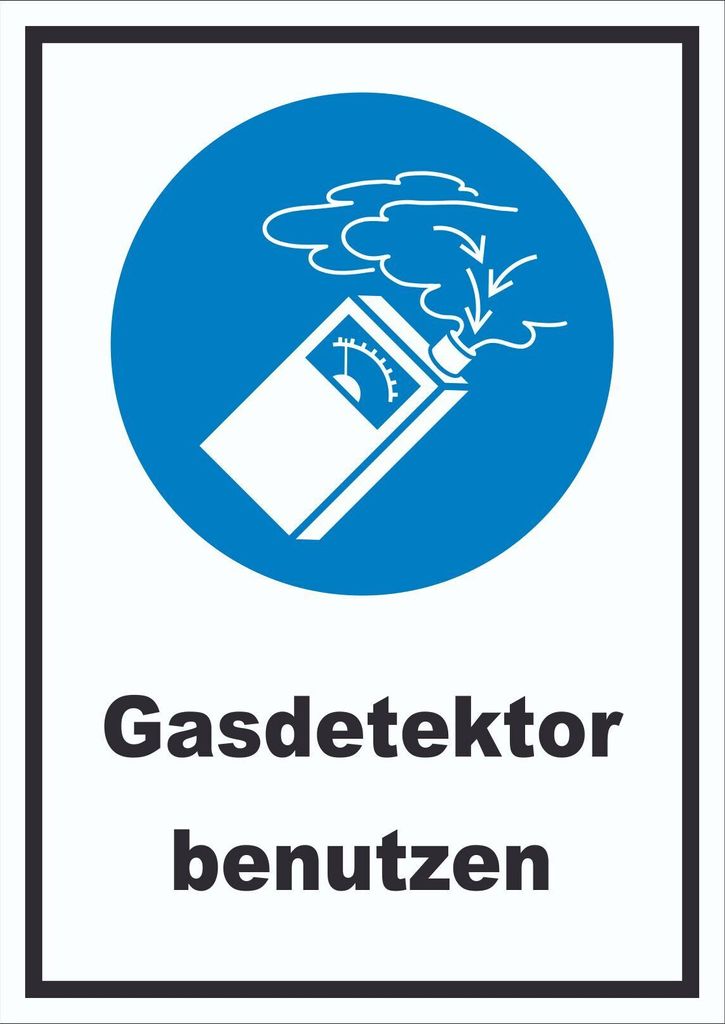 Gasdetektor benutzen Schild A0 Rückseite selbstklebend