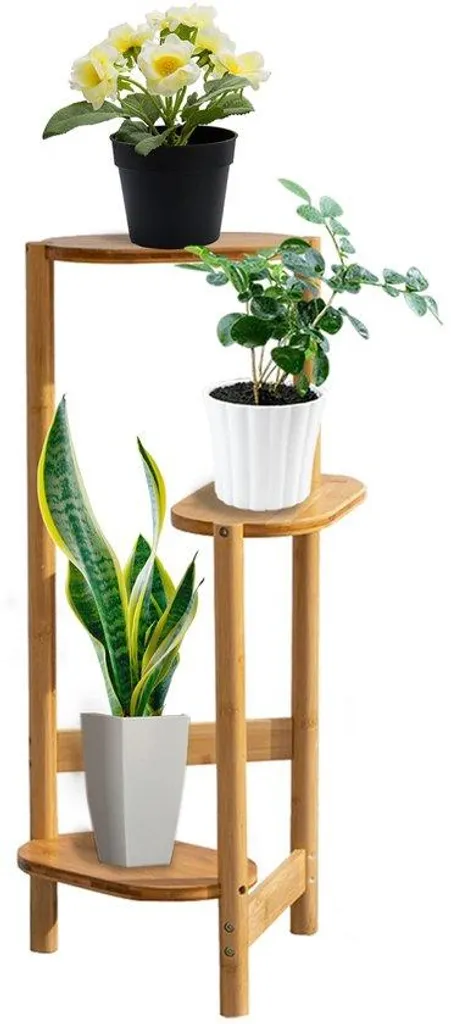 Étagère à fleurs d'angle en bois pour optimiser l'espace salon et balcon