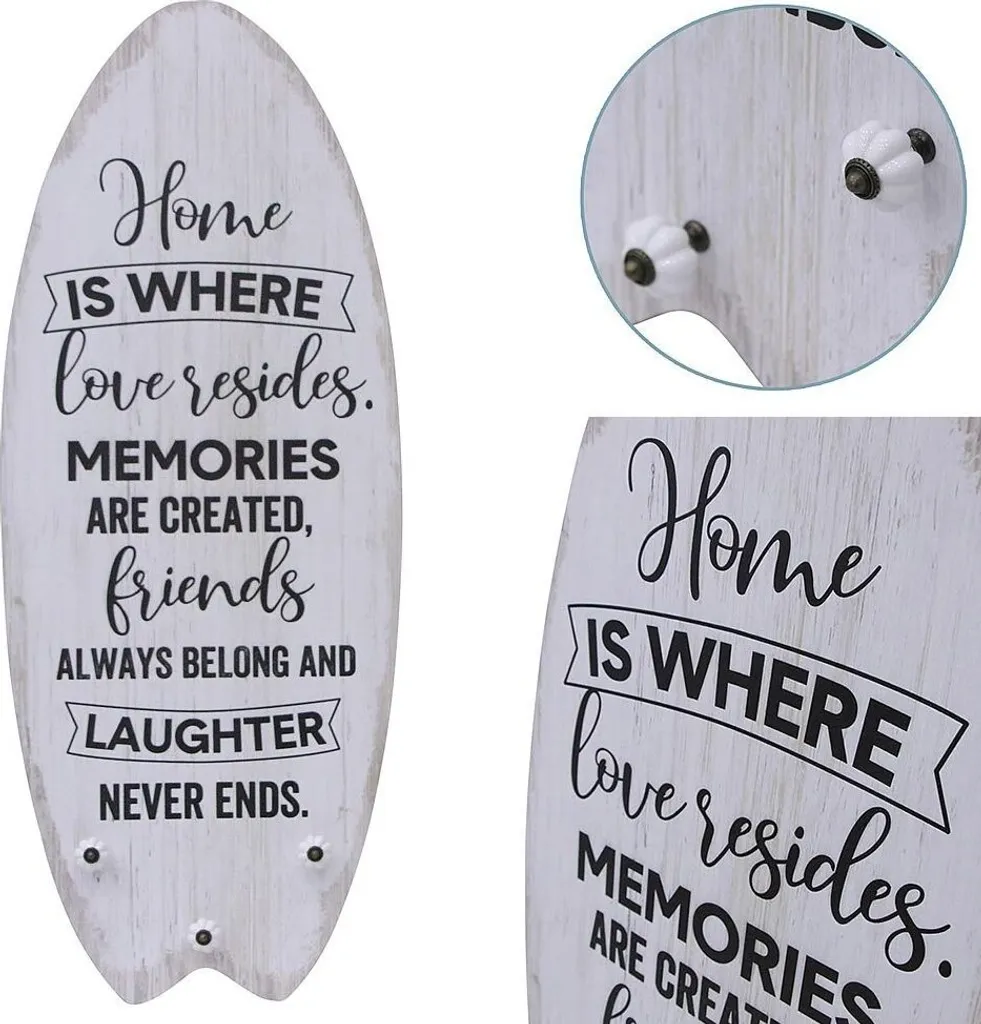Tavola Surf Parete Legno 100 cm con Gancio - Design Moderno Coastal