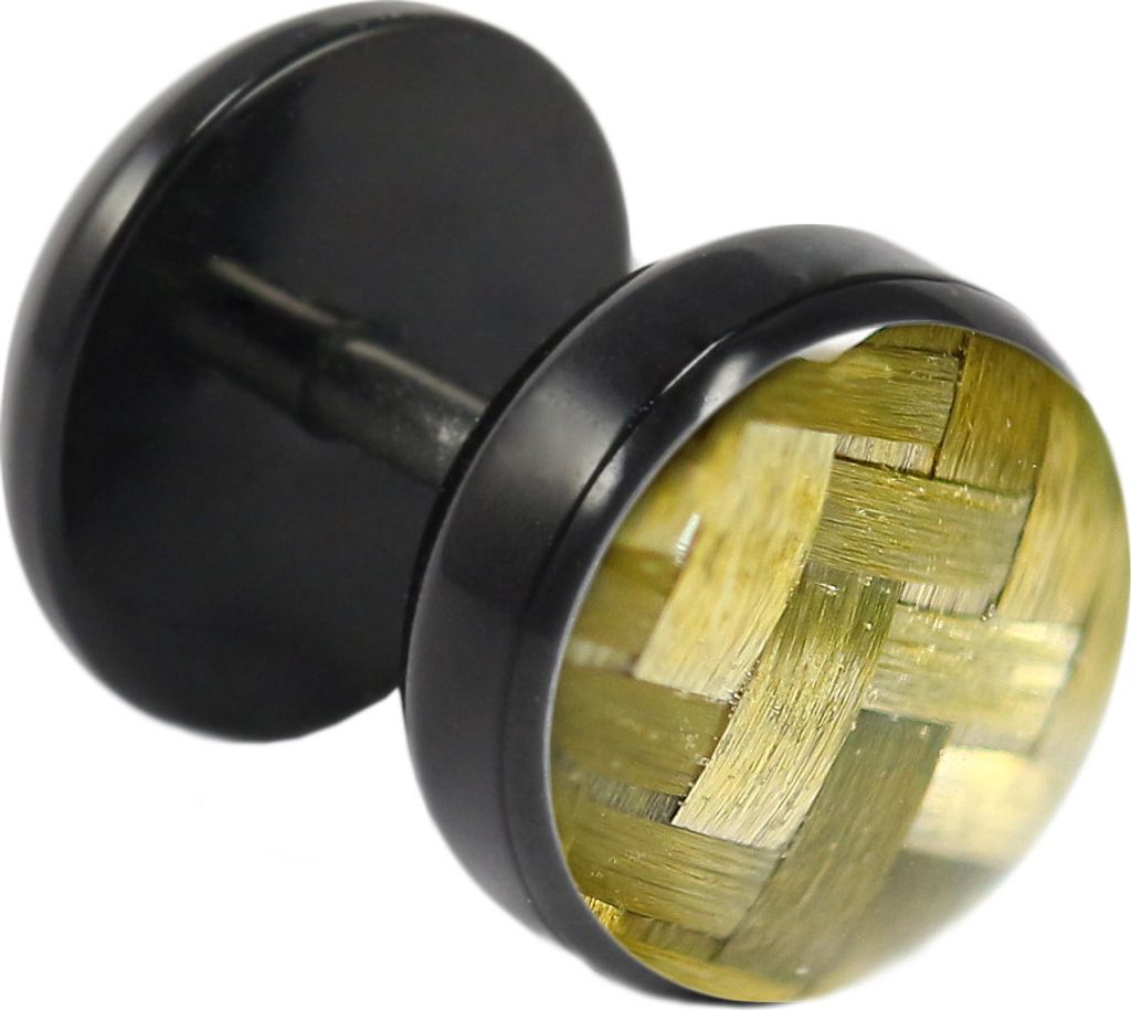 Fake Plug Ohrstecker schwarz Carbonfaser in verschiedenen Farben und Größen Größe - 6 mm Farbe - Gelb