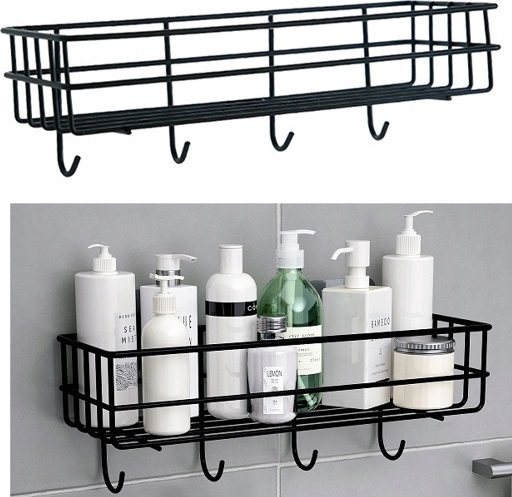 Badezimmer-Duscheregal zum Aufhängen, Schwarz, Metall Produktbild 