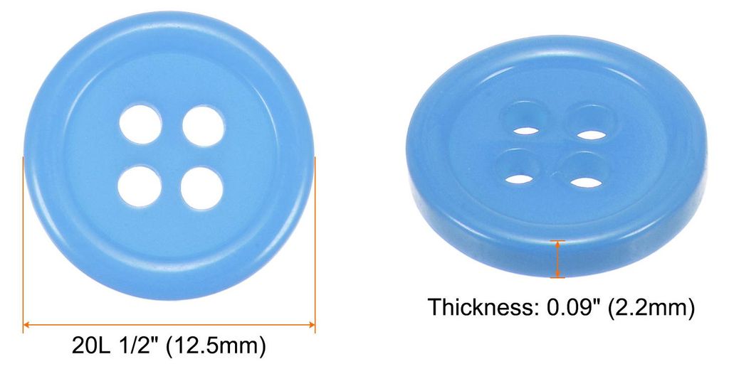 100 Stš¹ck Hellblau Kn?pfe 12,5 mm Gro?e N?hkn?pfe 4 L?cher Harz Runde Bastelkn?pfe Ersatzkn?pfe fš¹r Mantel Kleidung Jacke Hemden Blazer DIY H...