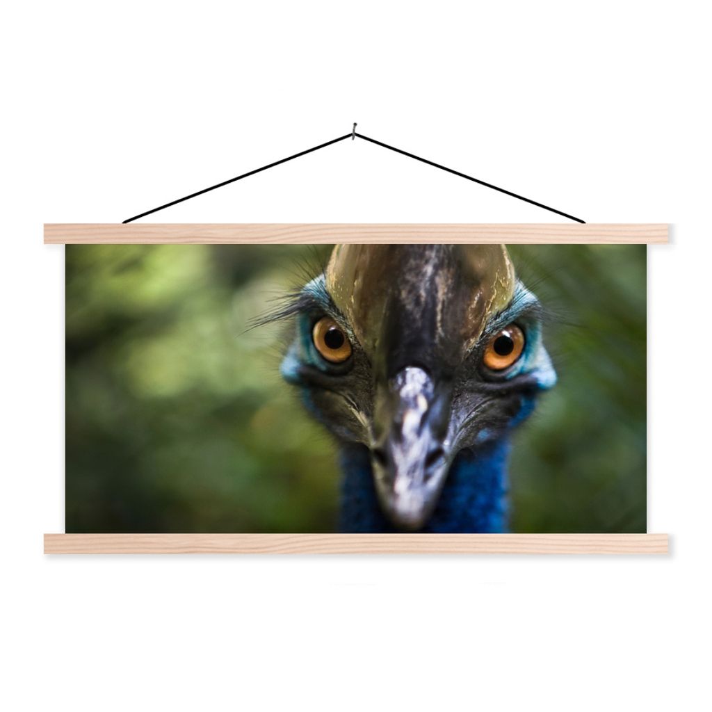 MuchoWow Textilposter Nahaufnahme eines Kasuars 120x60 cm mit holzfarbenen Rahmen - Klemmleiste