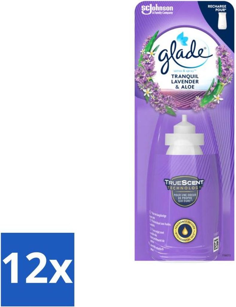 Glade - Sense & Spray Nachfüller - Tranquil Lavender & Aloe - 18 ml - Vorteilspack - 12 Stücke