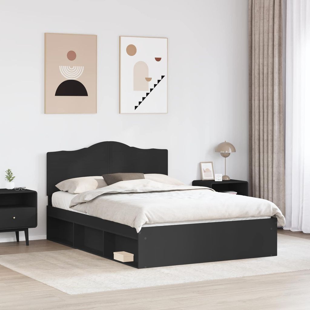 "Winter Sale" Bettrahmen Schwarz 140 x 200cm Massives Kiefernholz - clorisNeu470140 - Klassische BettenJugendbett Tagesbett