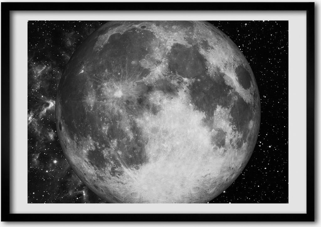 Bild - Bilderrahmen - 100 cm x 70 cm - MDF - Rahmen - Foto - Wandkunst Mond