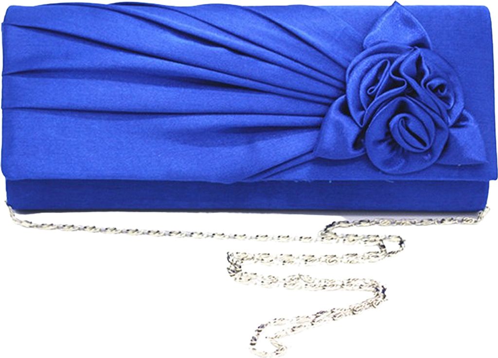 Blau Royal Damen Abend Clutch Taschen Kunstseide Party Handtaschen Braut Hochzeit Geldbörsen mit abnehmbarer Kette