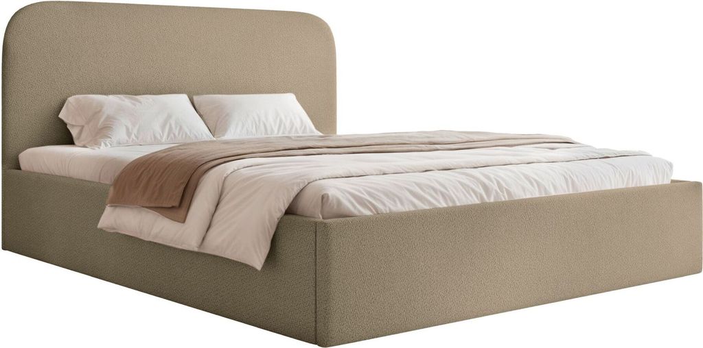 Selsey Sonvivo - Polsterbett 160x200 mit Bettkasten, Chenille, dunkelbeige