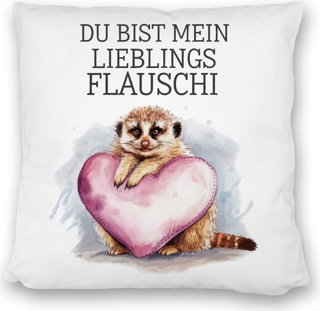 Erdmännchen Lieblings Flauschi Kissen satiniert
