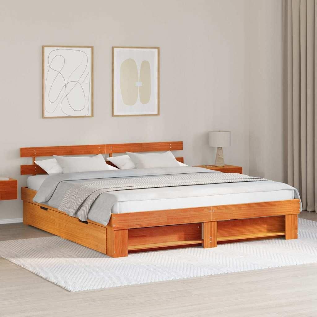 Maison Exclusive - Bettrahmen Wachsbraun 200 x 200 cm Massives Kiefernholz