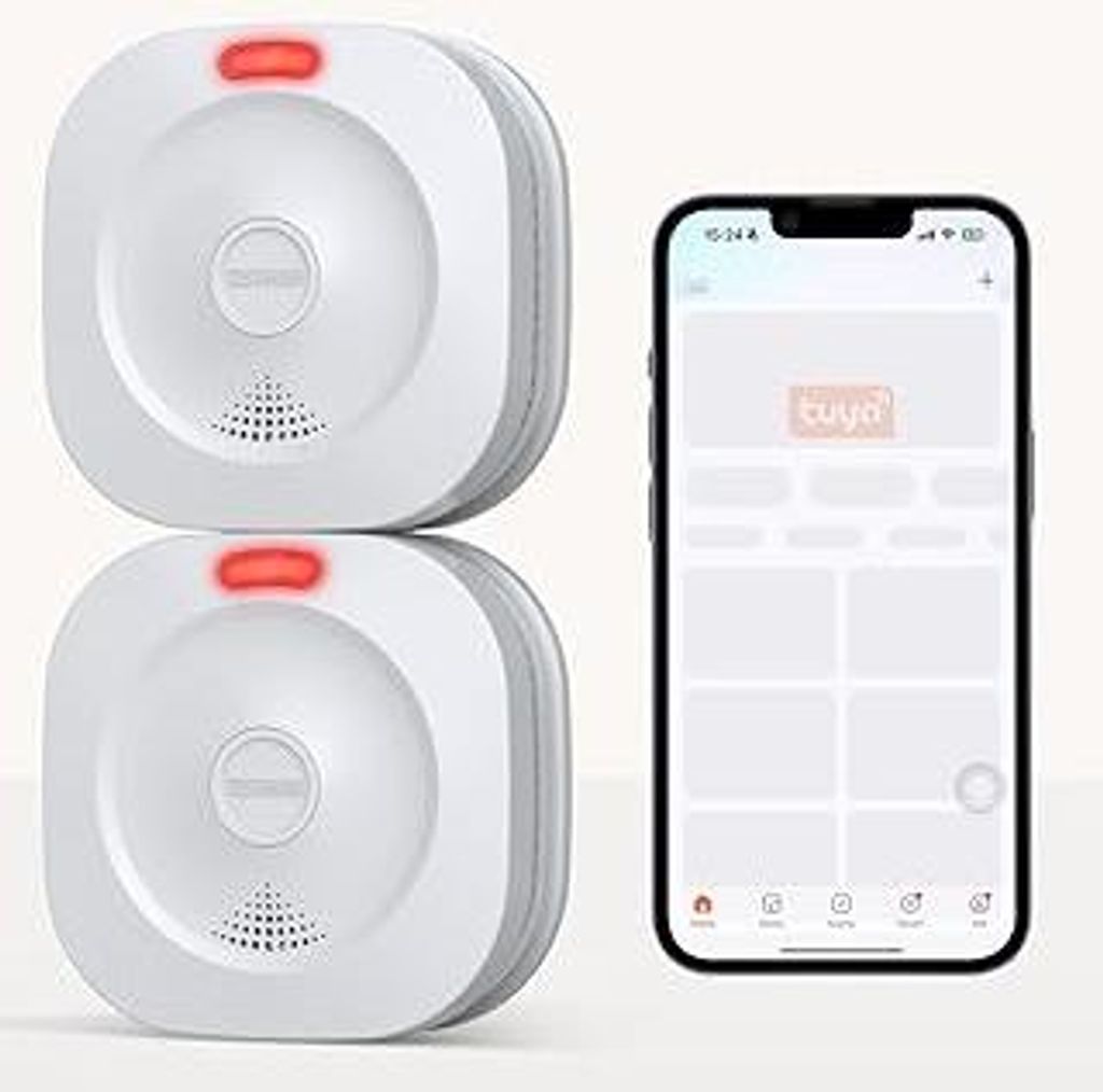 ZYTA WiFi Rauchmelder für den Heimgebrauch, 10-Jahres-Batterie Feuermelder, LED-Indikator Große Test-/Stille-Taste, EN 14604 Norm (2 PCS)