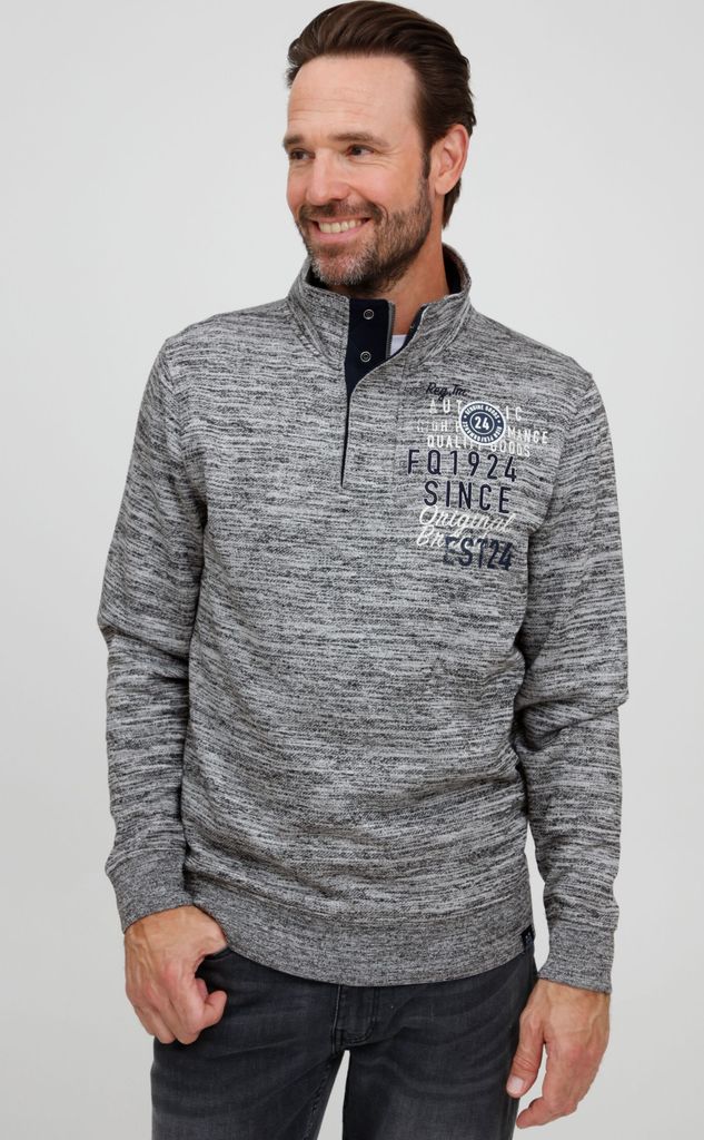 FQ1924 FQGudmund Troyer Herren Sweatshirt Pullover Sweater mit Stehkragen mit Reißverschluss und Druckknöpfen
