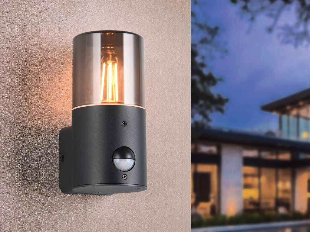 LED Außenwandleuchte mit Bewegungsmelder, Fassadenlampen, Carport Beleuchtung