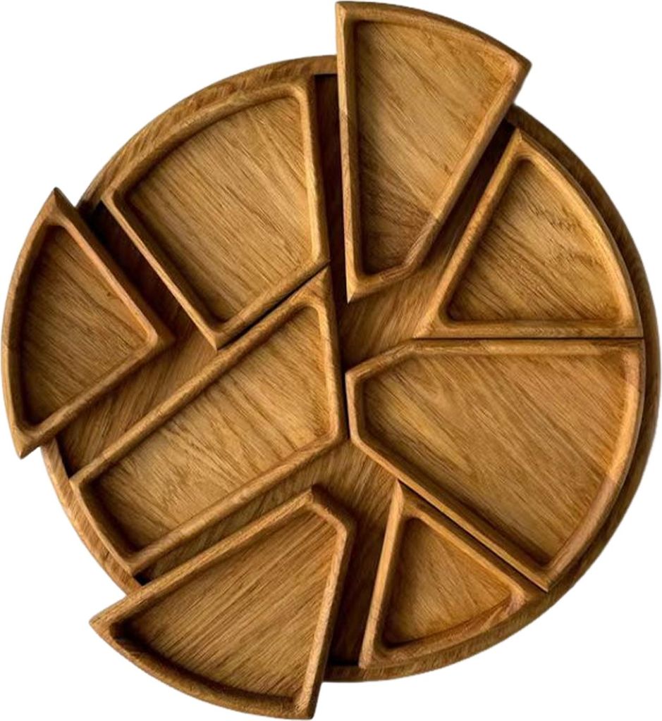 Serviertablett aus Holz für Snacks, Vorspeisen, Desserts, Tischtablett, rund, dekoratives Wurstbrett