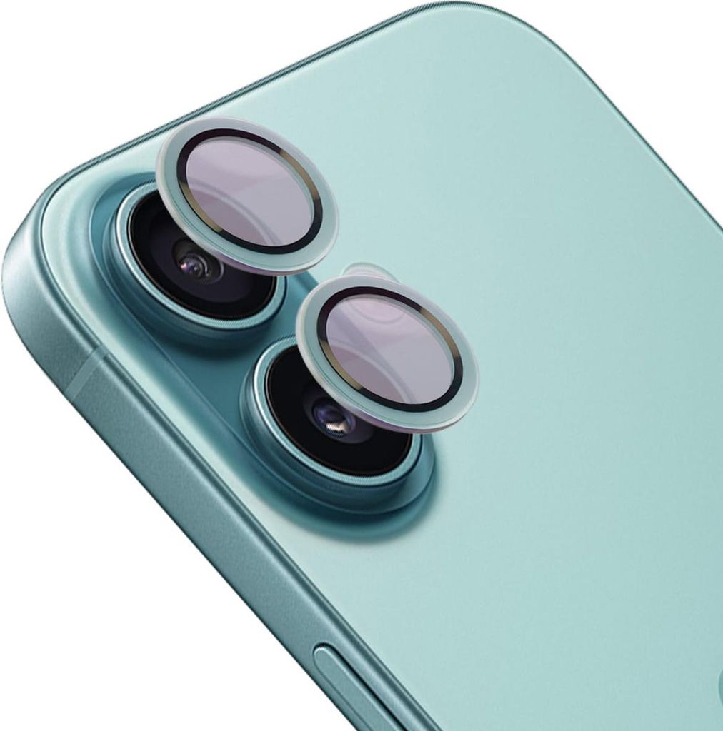 Bizon Glass Snap Lens Apple iPhone 16 / 16 Plus türkis Rahmen